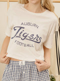Auburn Tigers Football Stencil Off White Cropped Tee