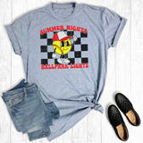 Retro Summer Nights Ball Park Lights Softball Graphic Tee