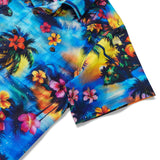 Tropical Hawaiian Shirt 100% Cotton Men's Short Sleeve Camp Collar Shirt Blue Aloha Shirt Tropical Elegance