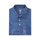 Men's Hawaiian Polo Shirt Short Sleeve 83% Recycled polyester 17% Spandex Blue Aloha Celestial Wonders Print