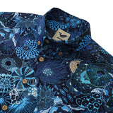 Yiume Men's Blue Hawaiian Shirt 100% Cotton Short Sleeve Button-down Sea Turtle Shirt
