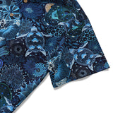 Yiume Men's Blue Hawaiian Shirt 100% Cotton Short Sleeve Button-down Sea Turtle Shirt