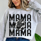 Mama Soccer Stacked Faux Embroidery Crewneck Sweatshirt Unisex T-shirt, Sweatshirt, Hoodie, Long Sleeve Tee