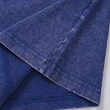 Hawaiian Tee For Men Crew Neck 100% Cotton Vintage Washed T-Shirt - Blue