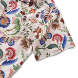 Men's Hawaiian Shirt Short Sleeve Camp Collar 100% Cotton Beige Aloha Floral and Gecko's Whisper