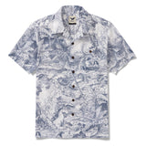 Men's Hawaiian Shirt Short Sleeve Camp Collar 100% Cotton Blue Aloha Ocean Muse