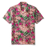 Men's Hawaiian Shirt Short Sleeve Camp Collar 100% Cotton Red Aloha Wild and Unique Flowers By Jasmine Blooms Designs