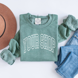 Custom Shop Name Varsity Letter Local Spirit Sweatshirt