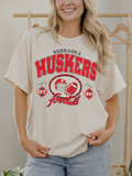 Nebraska Huskers Gridiron Football Off White Thrifted Tee