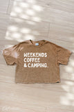 Weekends Coffee and Camping  Cropped Mineral Graphic Top