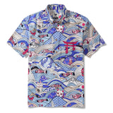 Men's Hawaiian Shirt Short Sleeve Button-down 100% Cotton Beige Aloha Neo-Ukiyo-e