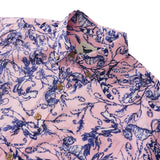 Men's Hawaiian Shirt Short Sleeve Button-down 100% Cotton Aloha Pink Oasis  By Feanne Pink Oasis By Feanne