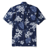 Men's Hawaiian Shirt Short Sleeve Button-down 100% Cotton Blue Aloha Tropical Splendor