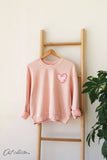 Mama Heart with Pattern Cropped Thermal Vintage Pullover