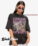 Vintage Lesbians Eat What! Funny Offensive Cat Bootleg Shirt