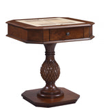 28" Brown Octagon Console Table And Drawers