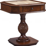 28" Brown Octagon Console Table And Drawers