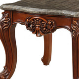 30" X 30" X 25" Marble Walnut Wood End Table