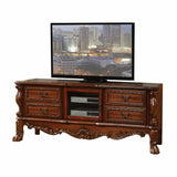 19" X 79" X 31" Cherry Oak Wood Poly Resin Glass Tv Console