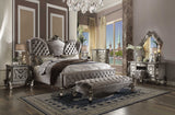 89" X 89" X 76" Pu Vintage Oak Wood Upholstery King Bed