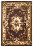 5'X8' Plum Ivory Machine Woven Hand Carved Floral Medallion Indoor Area Rug