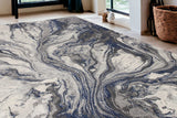 5'X8' Grey Machine Woven Abstract Watercolor Indoor Area Rug