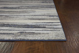 5'X8' Grey Machine Woven Abstract Brushstroke Indoor Area Rug