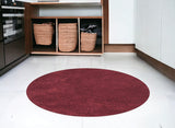 6' Round Polyester Red Area Rug