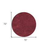 6' Round Polyester Red Area Rug
