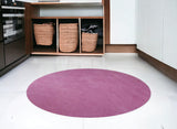 6' Round Polyester Hot Pink Area Rug
