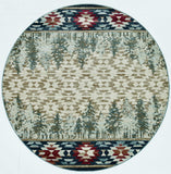 8' Ivory and Blue Abstract Area Rug