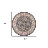 8' Blue And Green Round Geometric Area Rug