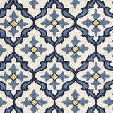 5' X 7' Ivory Or Blue Geometric Mosaic Indoor Outdoor Area Rug