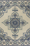 5' X 7' Ivory Or Blue Vines Bordered Uv Treated Indoor Outdoor Area Rug