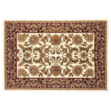 8' Ivory And Red Octagon Floral Vines Area Rug