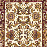 8' Ivory And Red Octagon Floral Vines Area Rug
