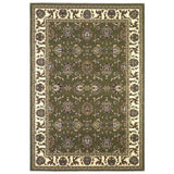 Green And Ivory Octagon Floral Vines Area Rug