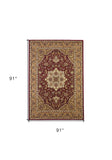 Green And Ivory Octagon Floral Vines Area Rug