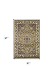 Red And Beige Octagon Medallion Area Rug