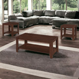 Set of Three 36" Dark Brown Coffee Table With Shelf