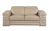 Two Piece Indoor Beige Italian Leather Five Person Seating Set