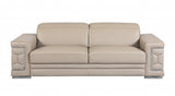 Two Piece Indoor Beige Italian Leather Five Person Seating Set