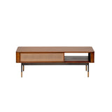 47" Brown And Black Metal Coffee Table With Shelf