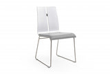 Set of Two Gray and Silver Upholstered Faux leather Parsons Chairs