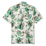 Men's Hawaiian Shirt Short Sleeve Button-down 100% Cotton Green Aloha Tropical Jungle Escape