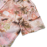 Women's Hawaiian Shirt Short Sleeve Button-up 100% Cotton Beige Aloha Relaxing Tropical Vibes