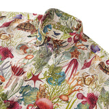 Men's Hawaiian Shirt Short Sleeve Button-down 100% Cotton Beige Aloha Ocean Reverie Style001