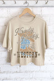 Howdy Western Boots Graphic Long Crop Top