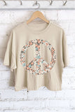 Quilted Peace Flower Graphic Long Crop Top