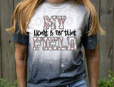 Bleached Tee Baseball Mom Dad - My Heart Is On That Field